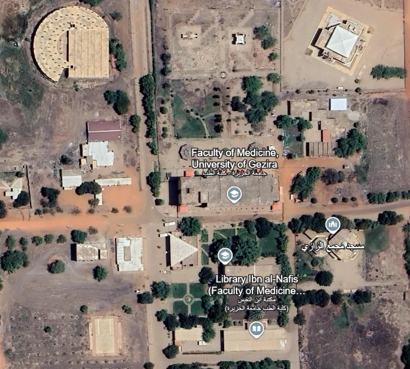 Map showing the location of Hayat Charitable Association in Wad Madani